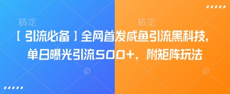 【引流必备】全网首发咸鱼引流黑科技，单日曝光引流500+，附矩阵玩法【揭秘】-优优网创