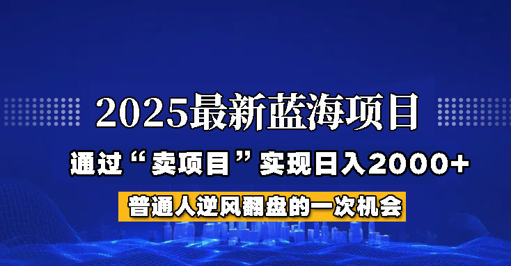 2025年蓝海项目，如何通过“网创项目”日入2000+-优优网创